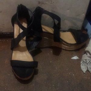 Black wedged heels